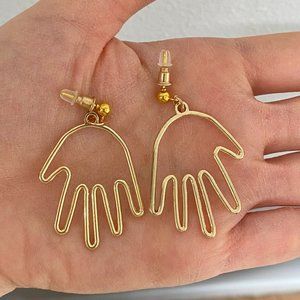 NWOT Mookoo Gold Tone Artsy Hypoallergenic Hand-Shaped Earrings Nickel-Free